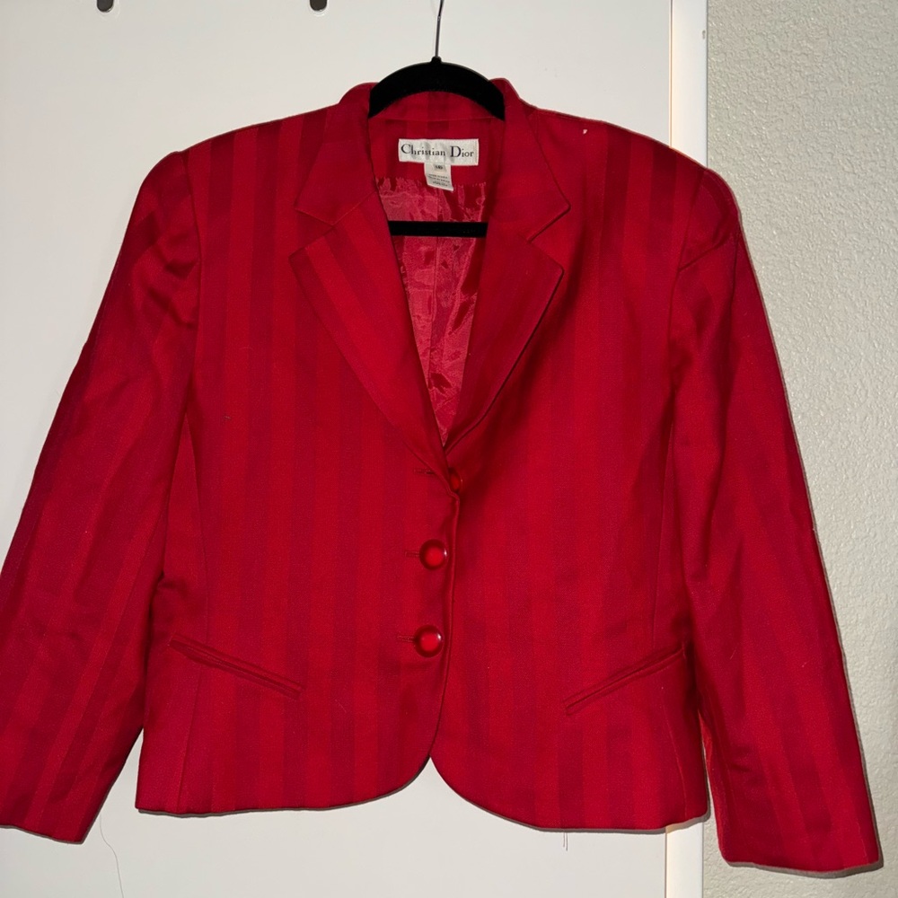 Christian Dior Red Women's Blazer size 16 vintage